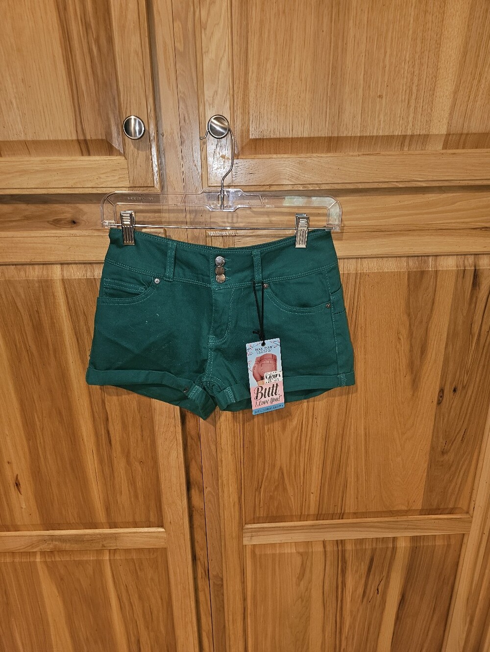 Wax Jean Teal High-Rise Denim Shorts